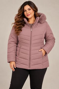 Picture of MID LENGTH QUILTED PUFFER JKT WITH FUR LINING